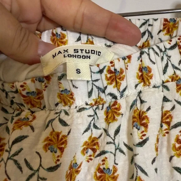 Max Studio Long White and Brown Floral Maxi Skirt Small Boho Small - Picture 3 of 7